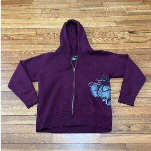 K2 Snowboard Mens Hoodie Sweatshirt Size Medium Burgundy Full Zip Logo Pockets